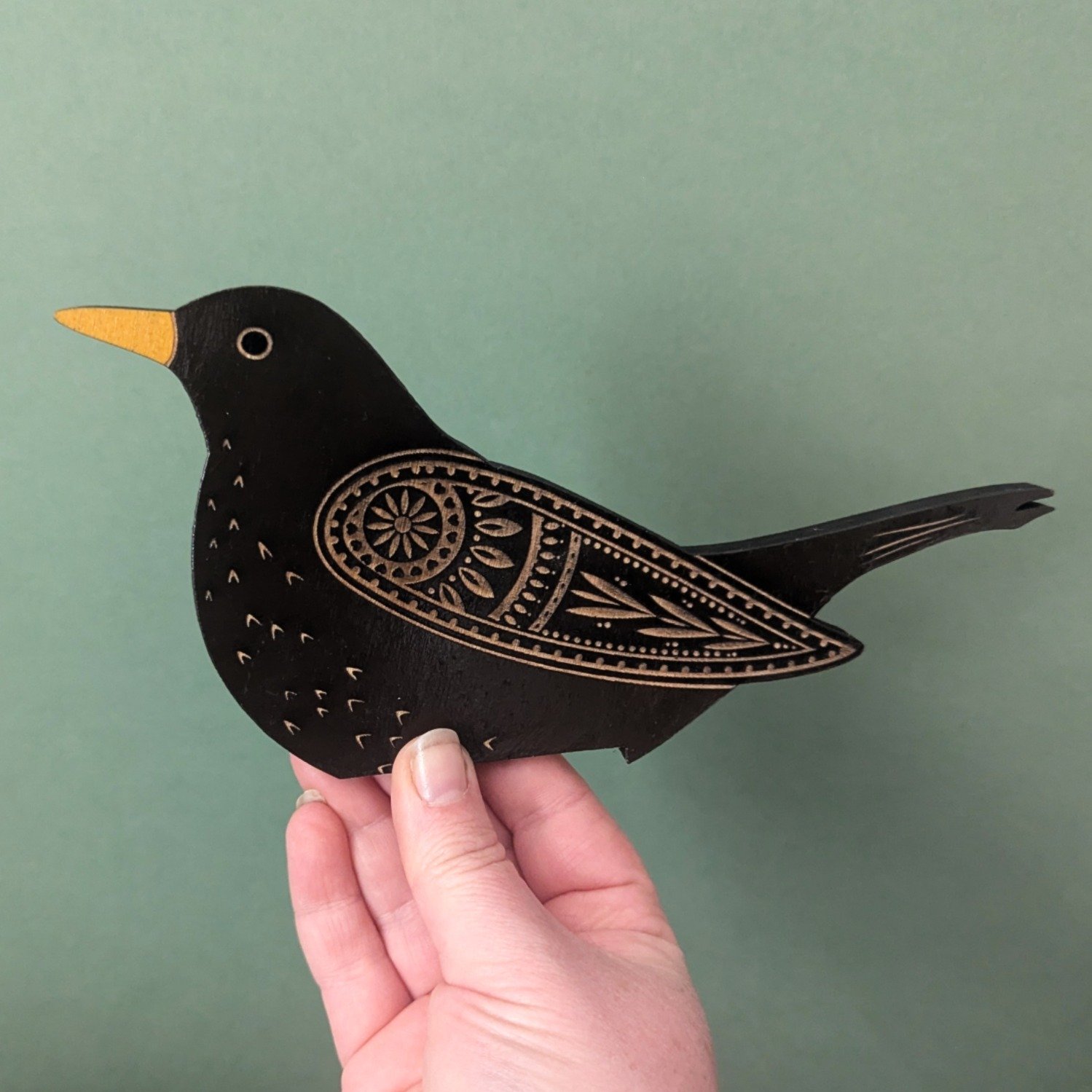 Wooden Blackbird Door or Frame Topper — Etchable Laser Design